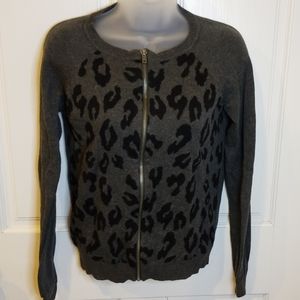 Apt 9 S Gray Print Full Zip Sweater Sz Small